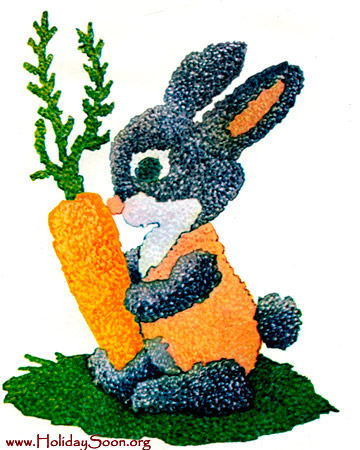 Панно из манной крупы «Зайчик с морковкой» www.HolidaySoon.org
